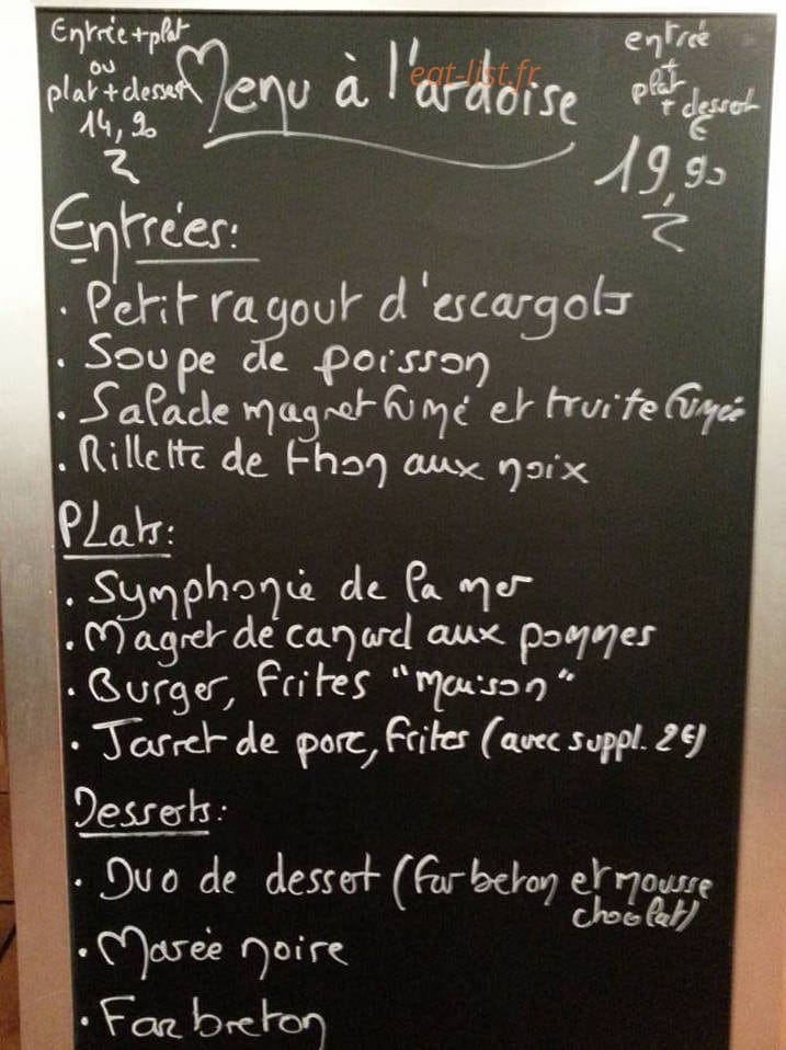 Aux Saveurs Bretonnes — carte page 1