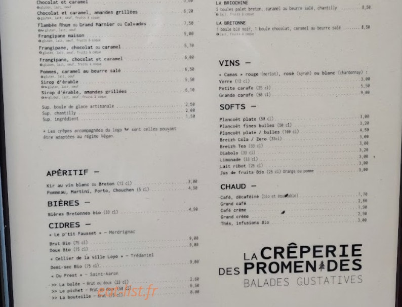 Crêperie des Promenades — carte page 2