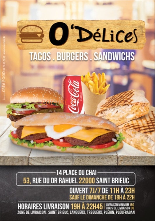 Delices food — carte page 1