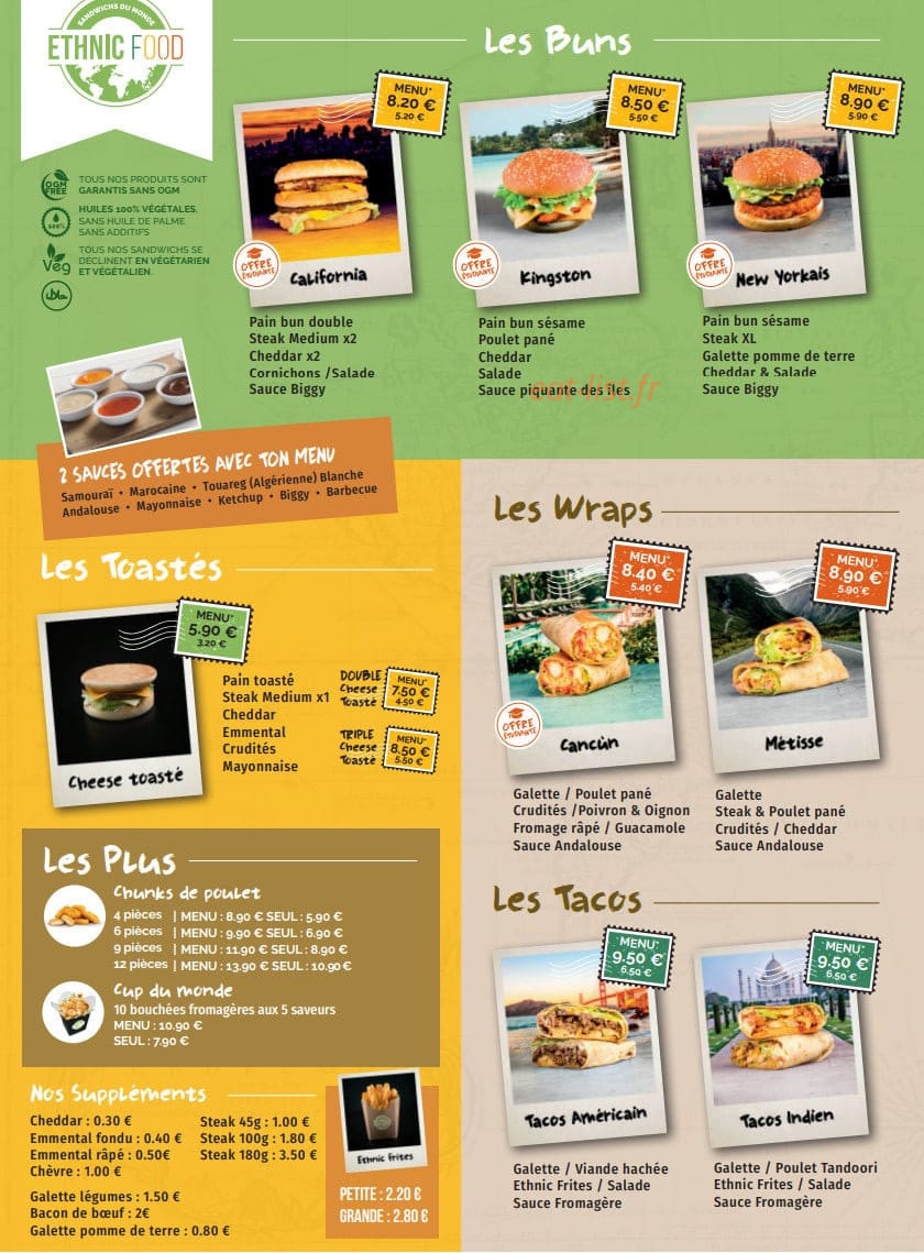 Ethnic Food — carte page 2