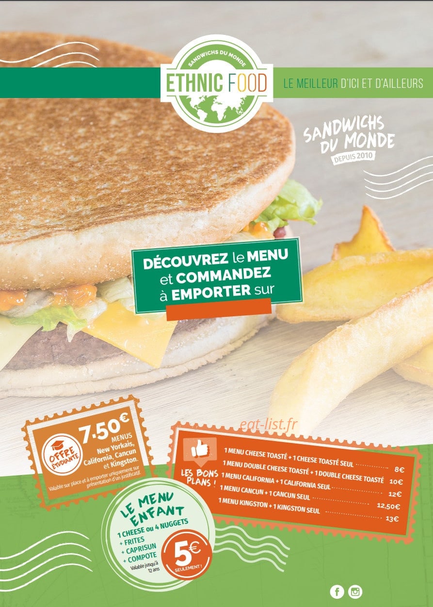 Ethnic Food — carte page 1