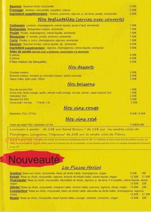 La Calabraise — carte page 3