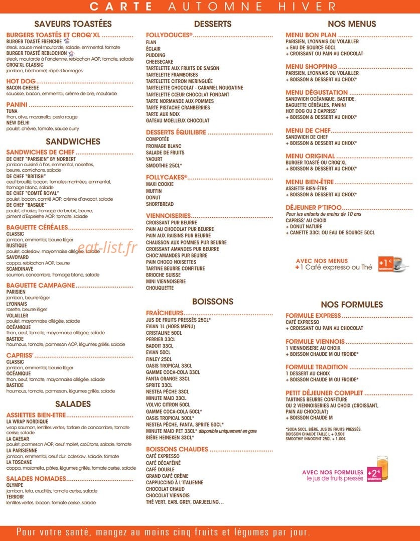 La Croissanterie — carte page 1