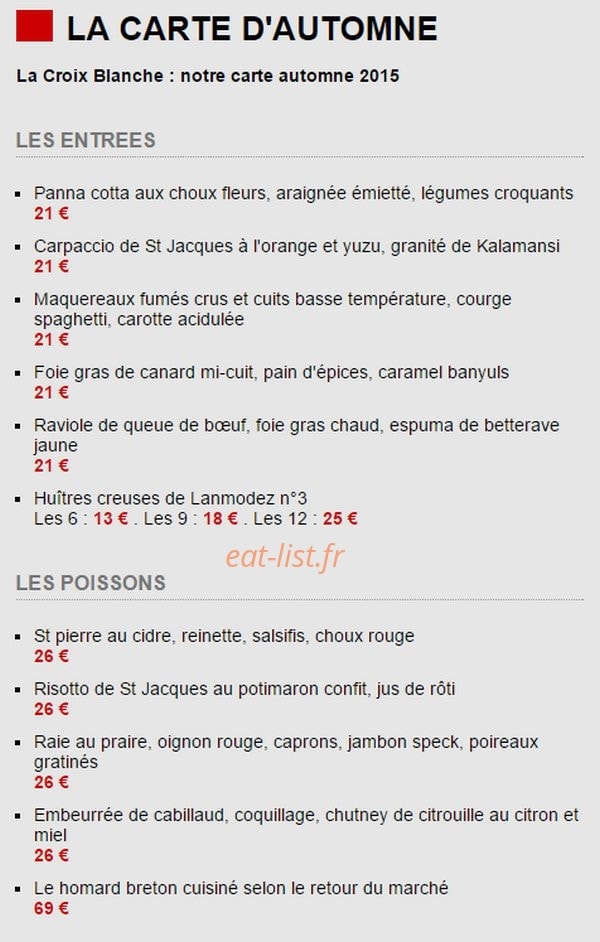 La Croix Blanche — carte page 1