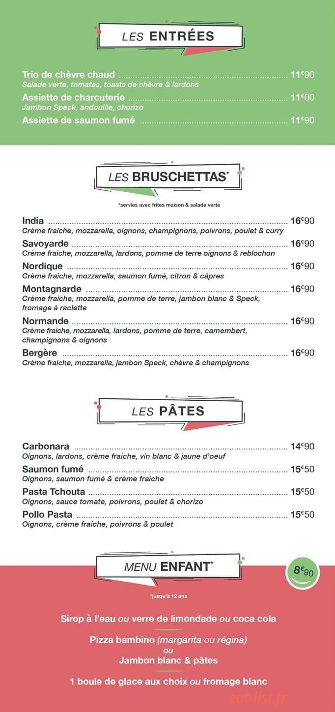 La Pasta Tchouta — carte page 1