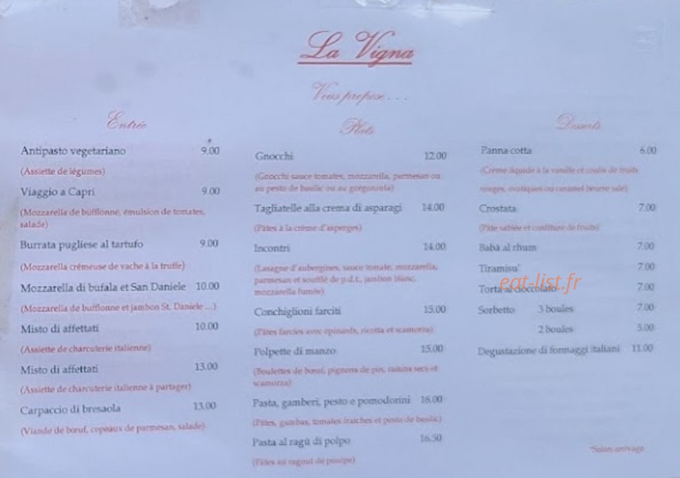 La Vigna — carte page 2