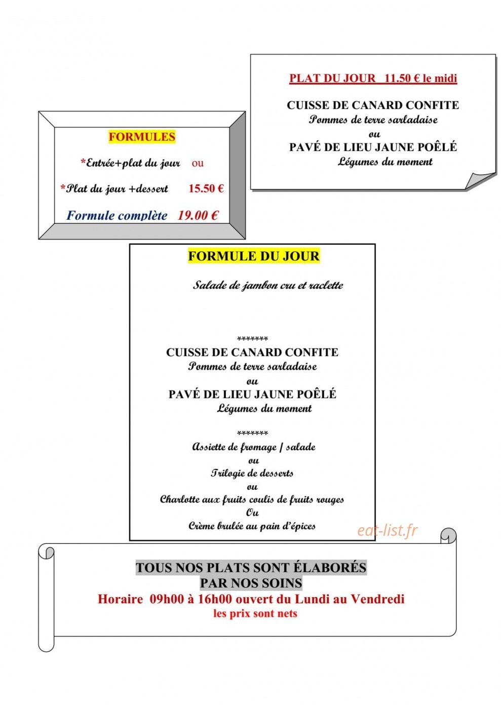 Le Bistrot Gourmand — carte page 1