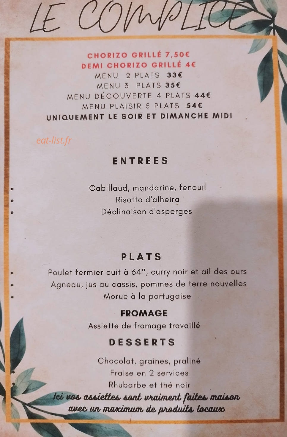 Le Complice — carte page 1