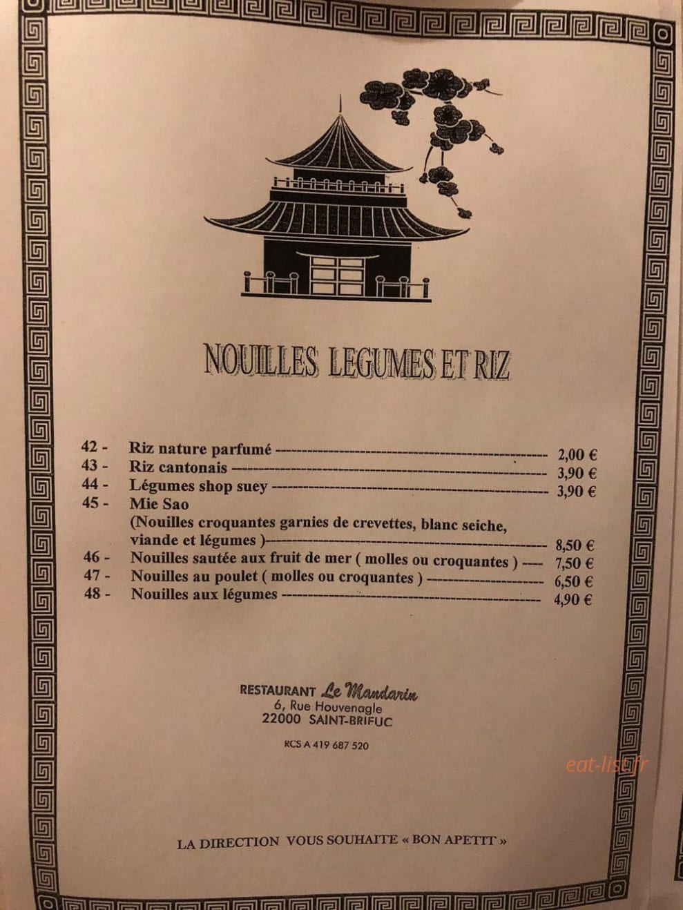 Le Mandarin — carte page 2