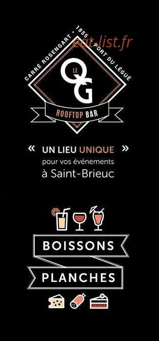 Le QG Rooftop Bar — carte page 1