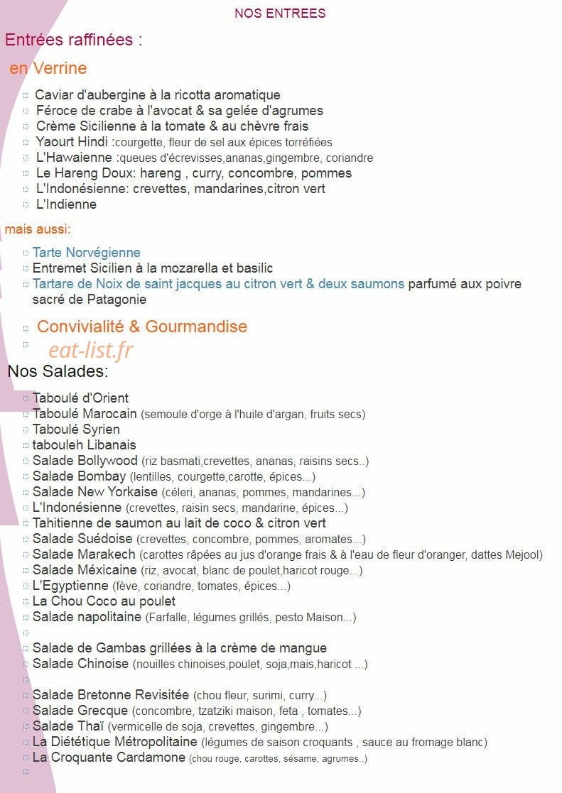 Pastilla tempura — carte page 2