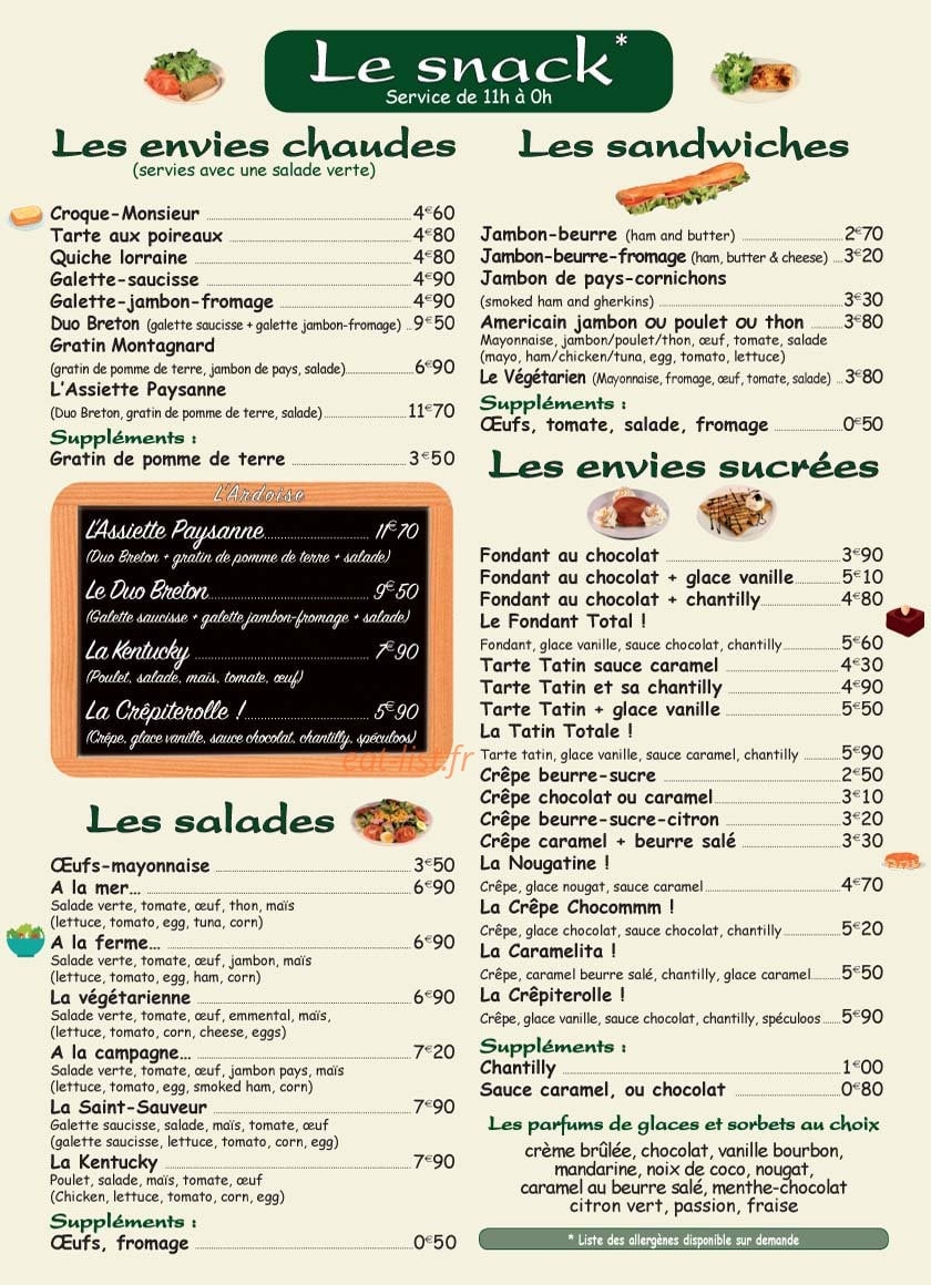 Au Vieux Saint Sauveur — carte page 4