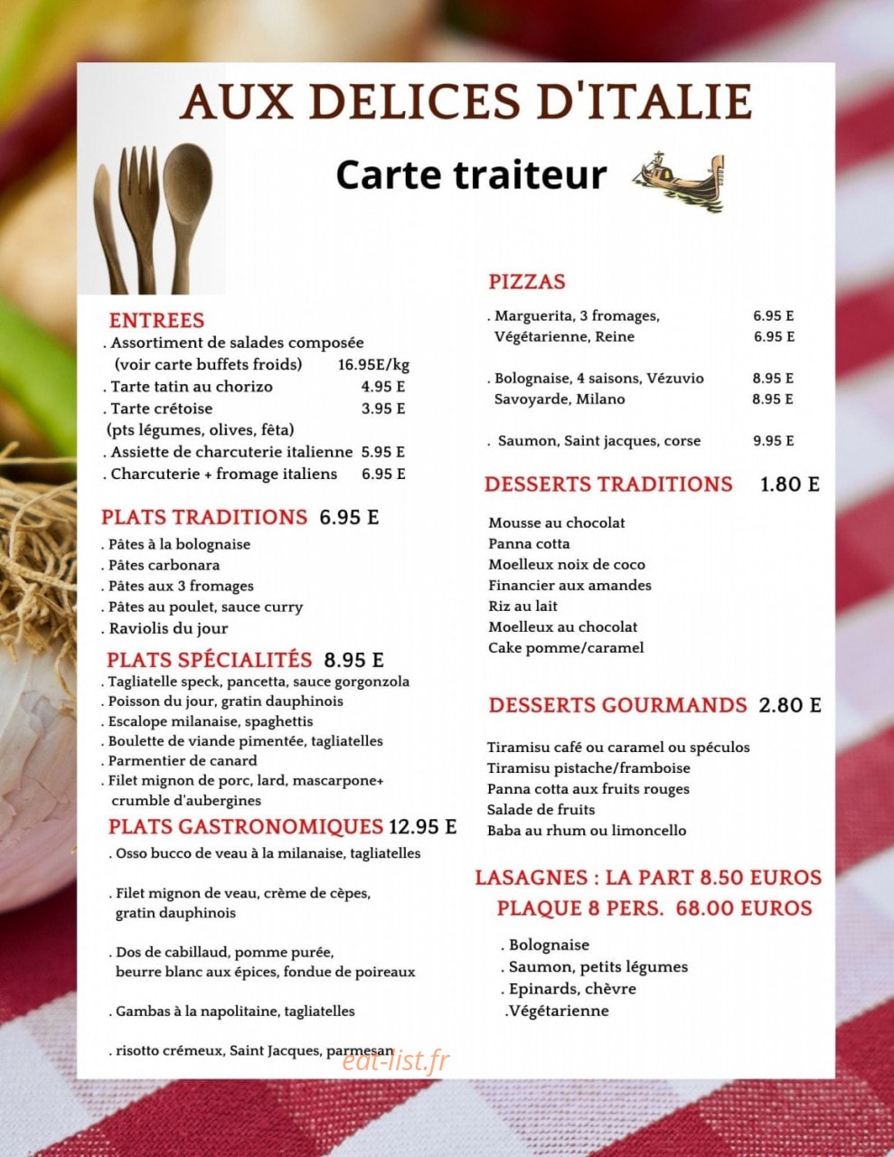 Aux Délices d'Italie — carte page 2