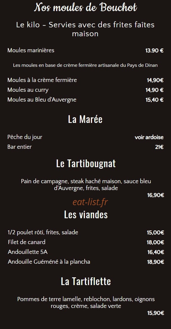 Chez Odette Bongrain — carte page 2