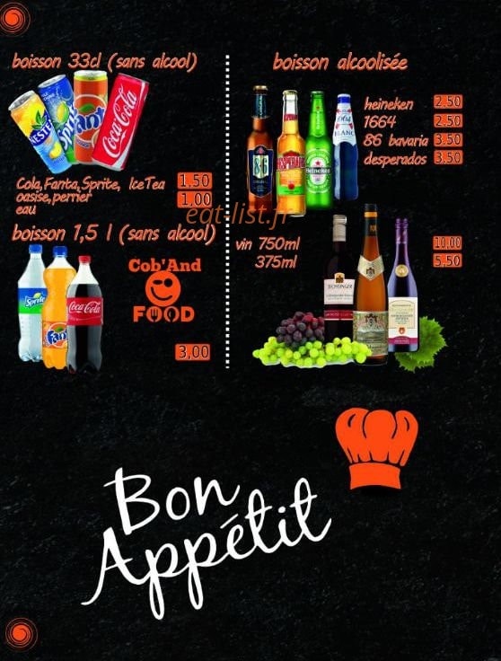 Cob'And food — carte page 4