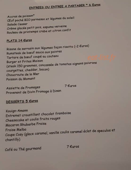 Cosy — carte page 1