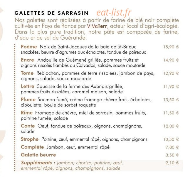 Crêperie Luun — carte page 1