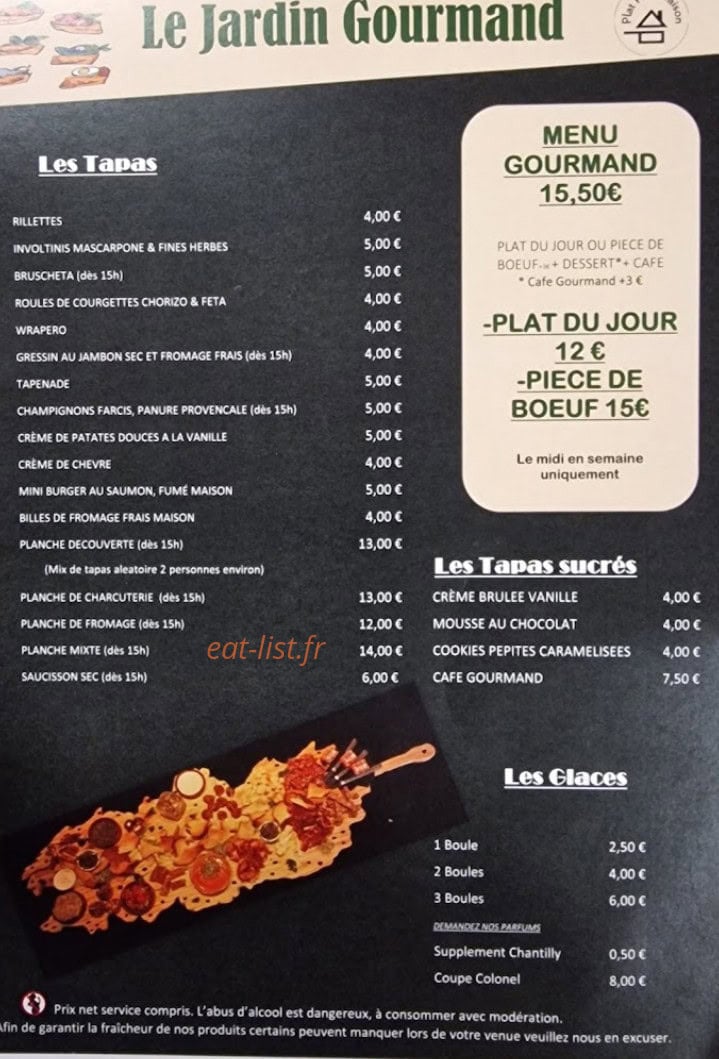 Le Jardin Gourmand — carte page 1
