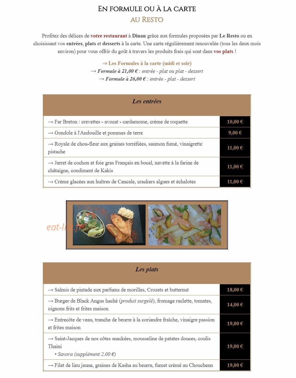 Le resto — carte page 1