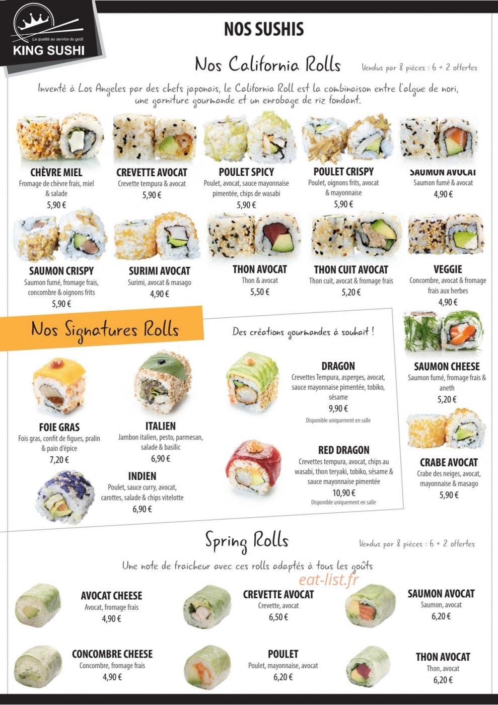 Sushi king — carte page 1