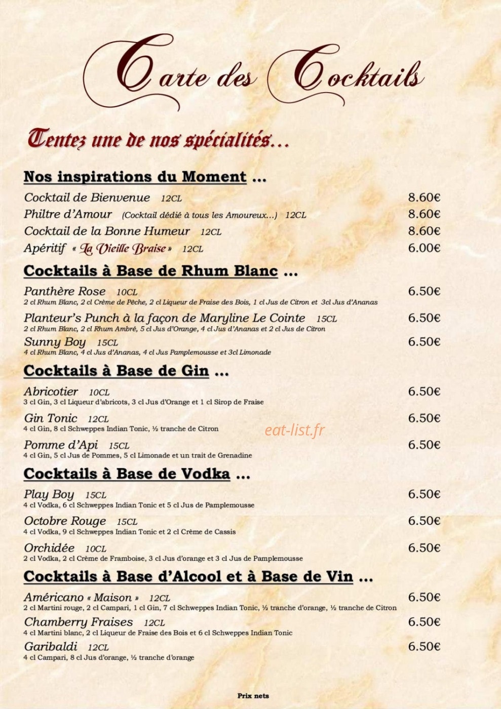 La Vieille Braise — carte page 5