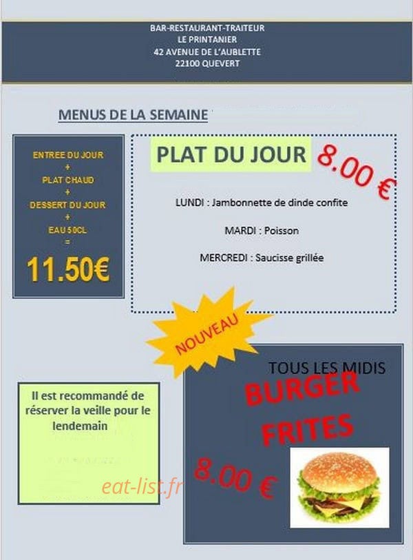 Le Printanier — carte page 1