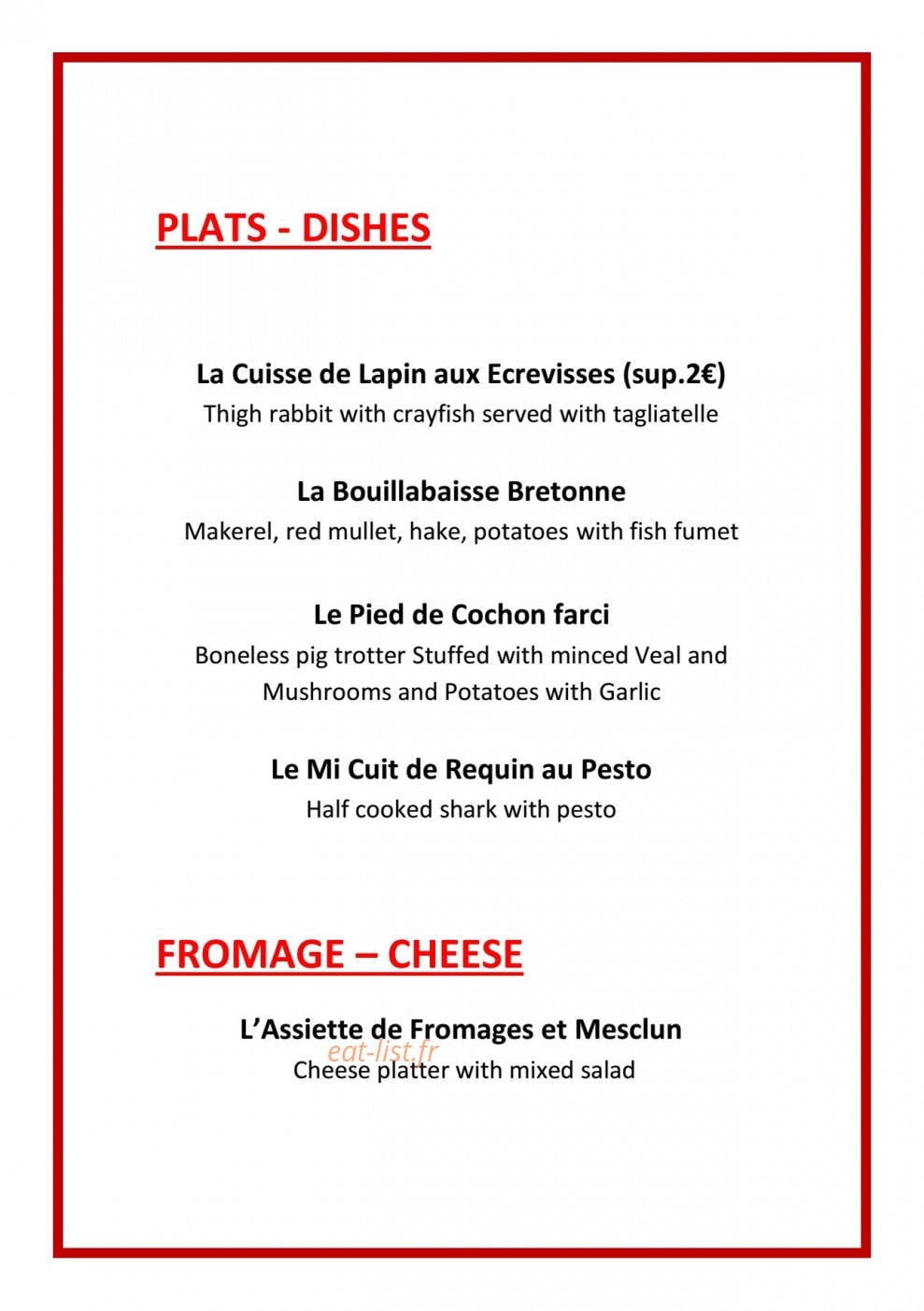 Auberge du Val de Rance — carte page 3