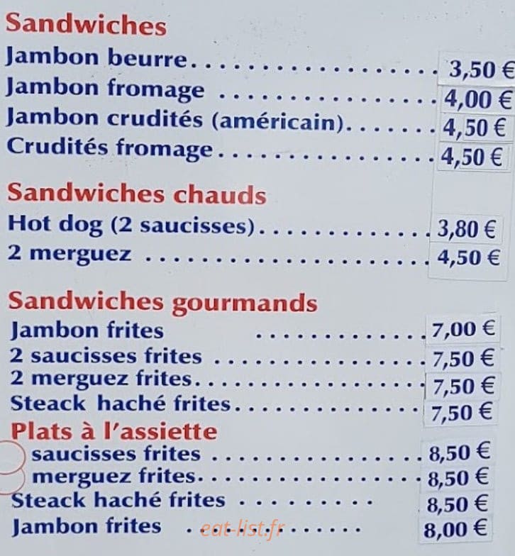 Frites — carte page 1
