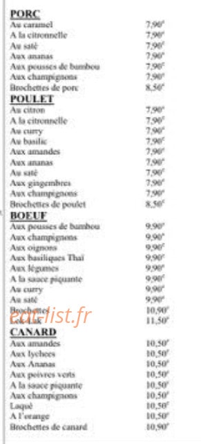 Les Saveurs De l'Asie — carte page 3