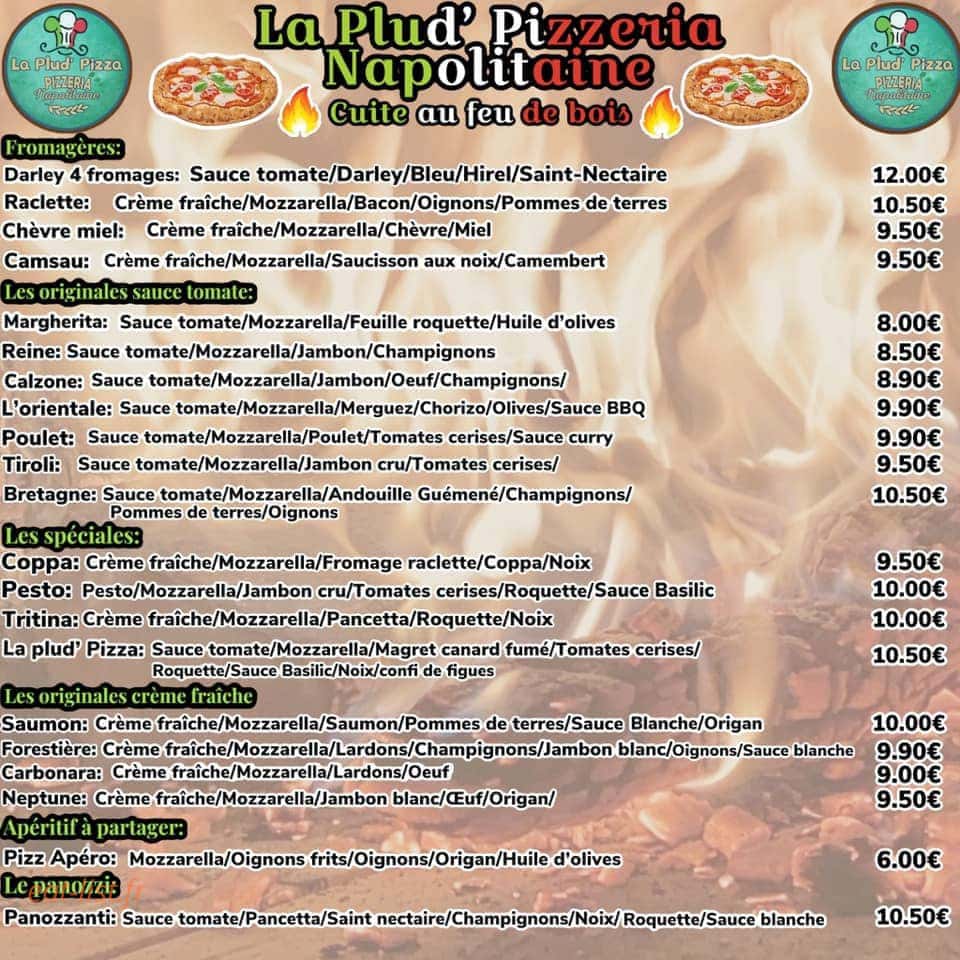 La Plud’ Pizza — carte page 1