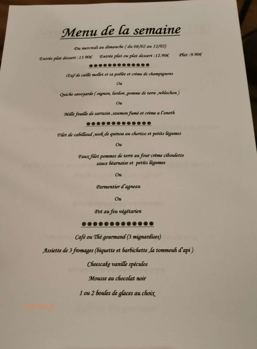 Au jardin des saveurs — carte page 1