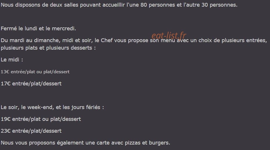 Au P'tit Goudig — carte page 1
