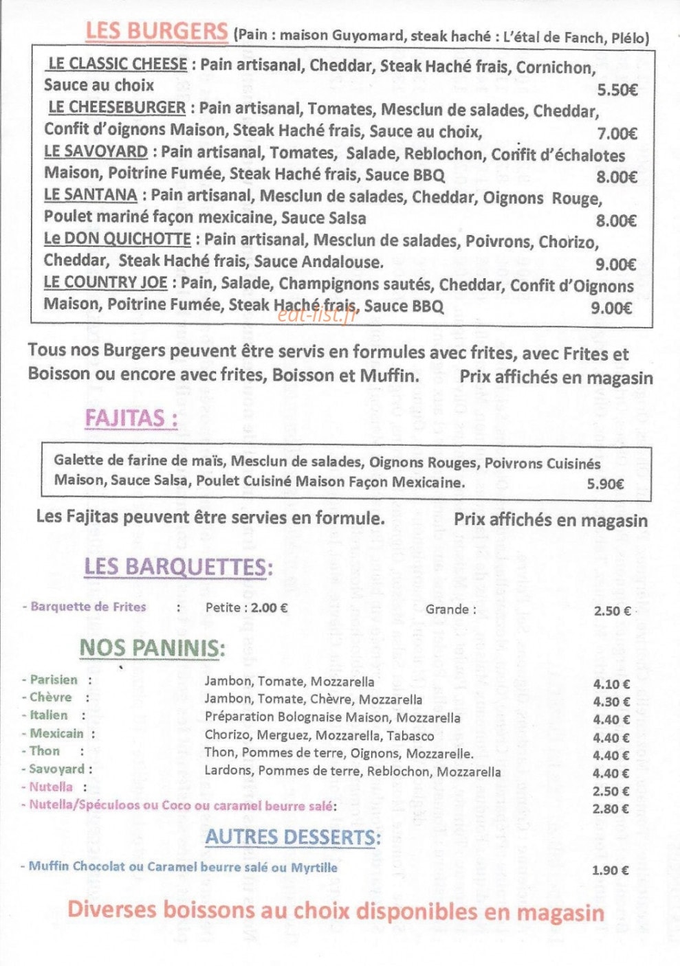 La Pizzéria — carte page 4