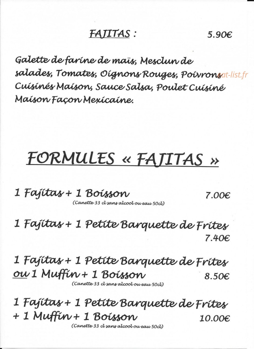 La Pizzéria — carte page 2