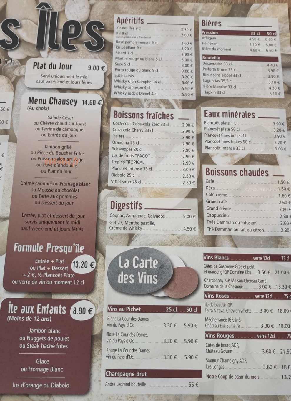 Brasserie les îles — carte page 1