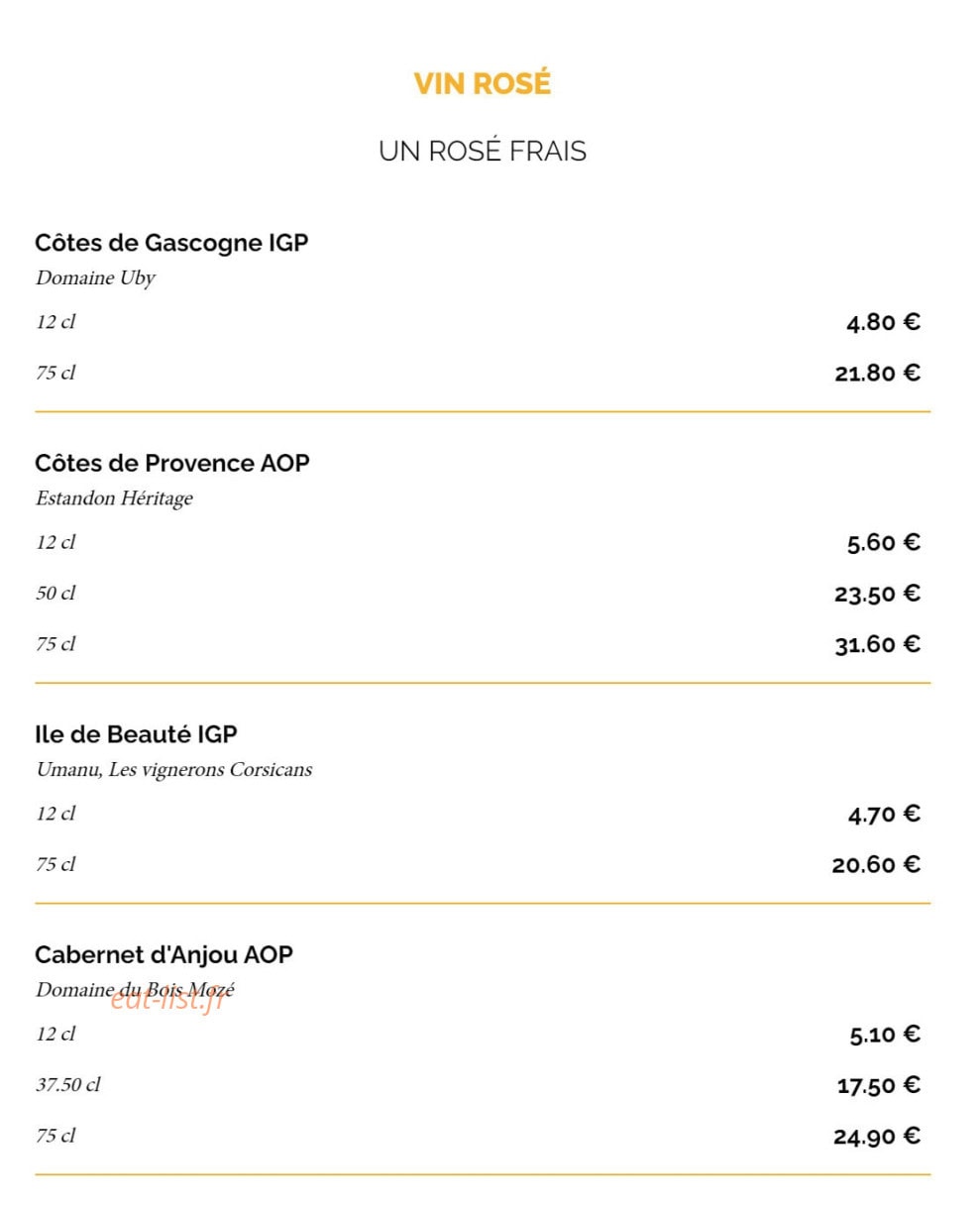 La Taverne — carte page 29