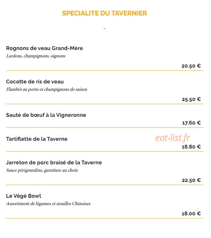 La Taverne — carte page 9
