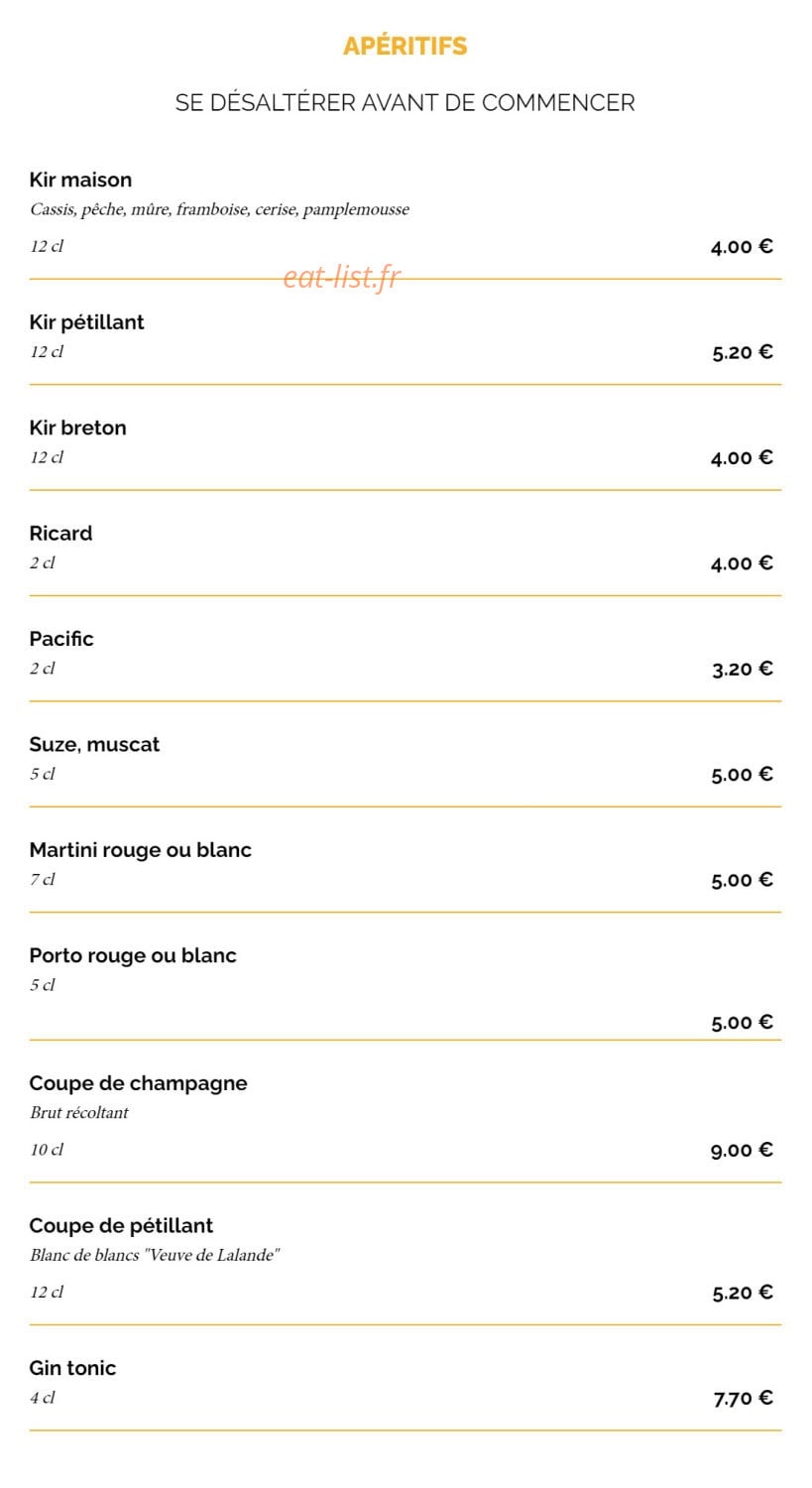 La Taverne — carte page 18