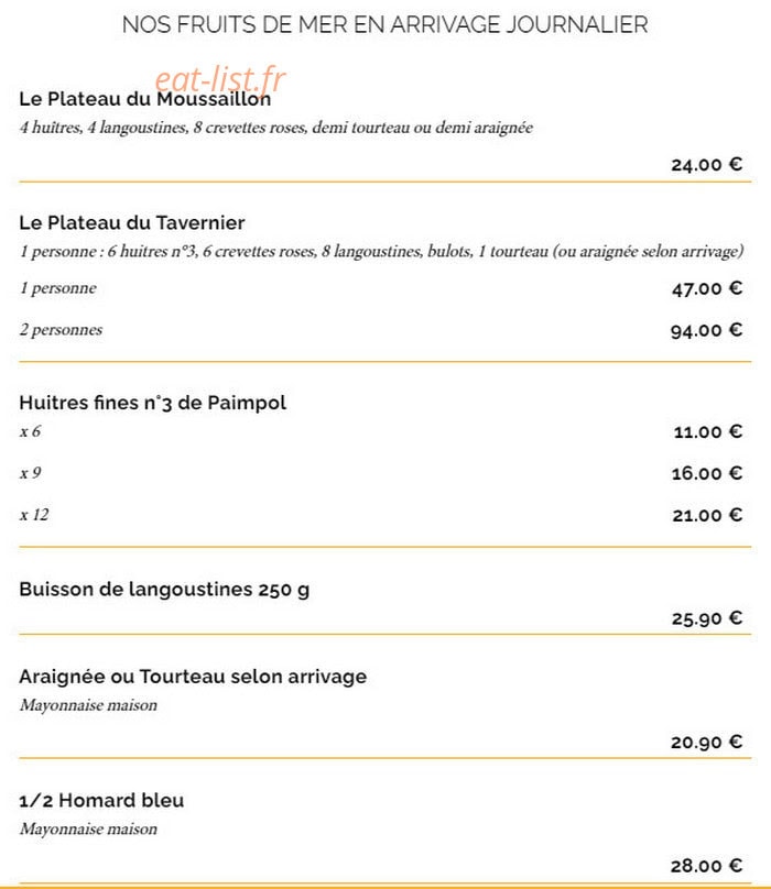 La Taverne — carte page 4