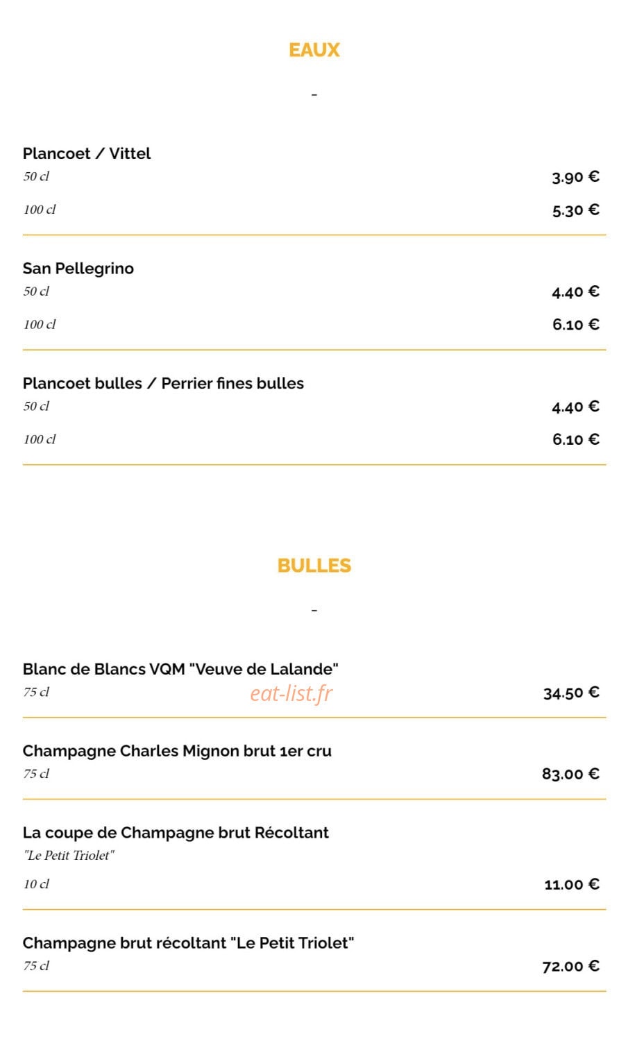 La Taverne — carte page 25