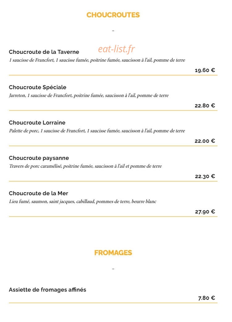 La Taverne — carte page 10