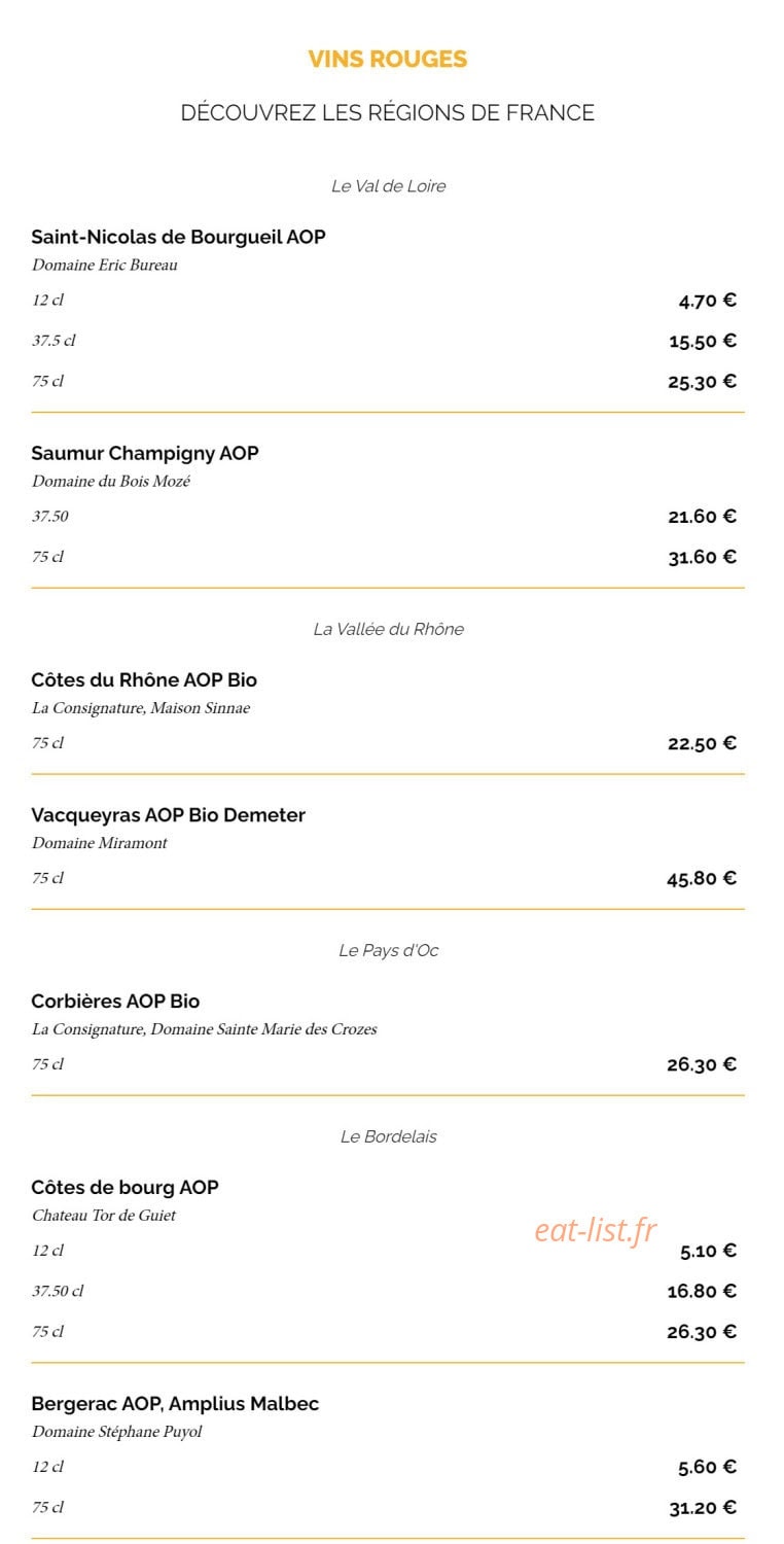 La Taverne — carte page 27