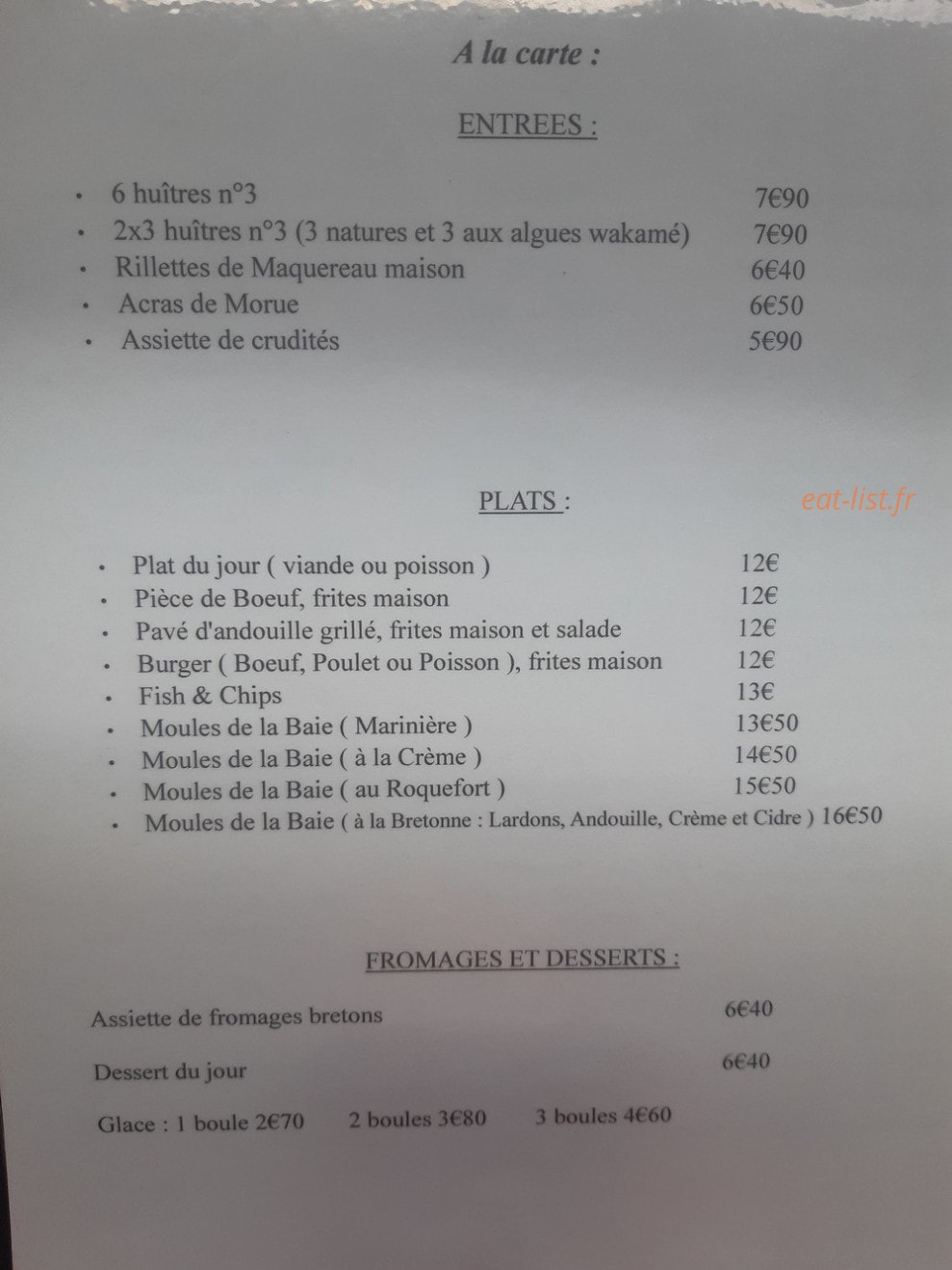 Le Chalutier — carte page 1