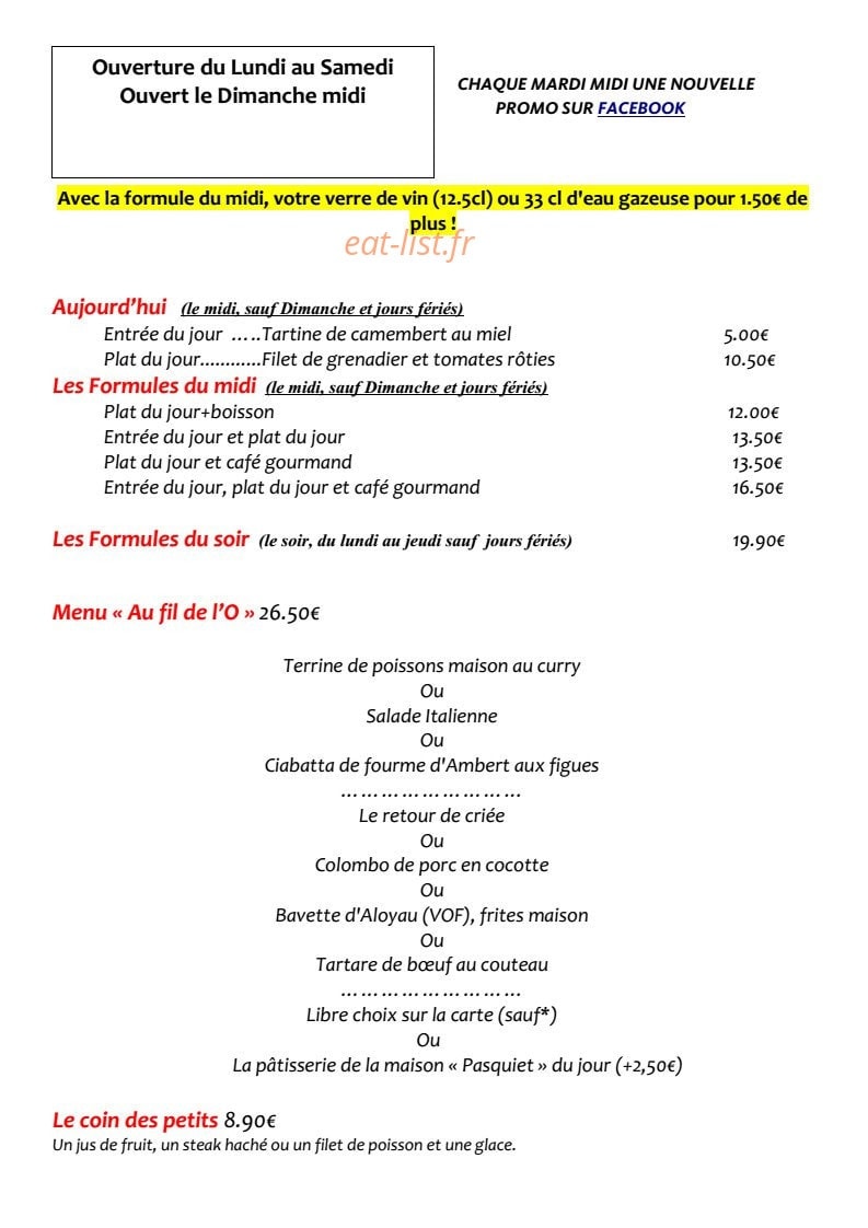 Brasserie l'O — carte page 2