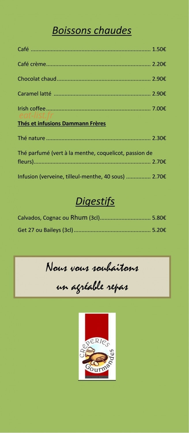 Crêperie Saint Yves — carte page 8