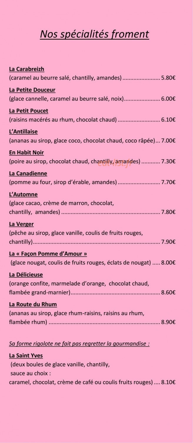 Crêperie Saint Yves — carte page 4