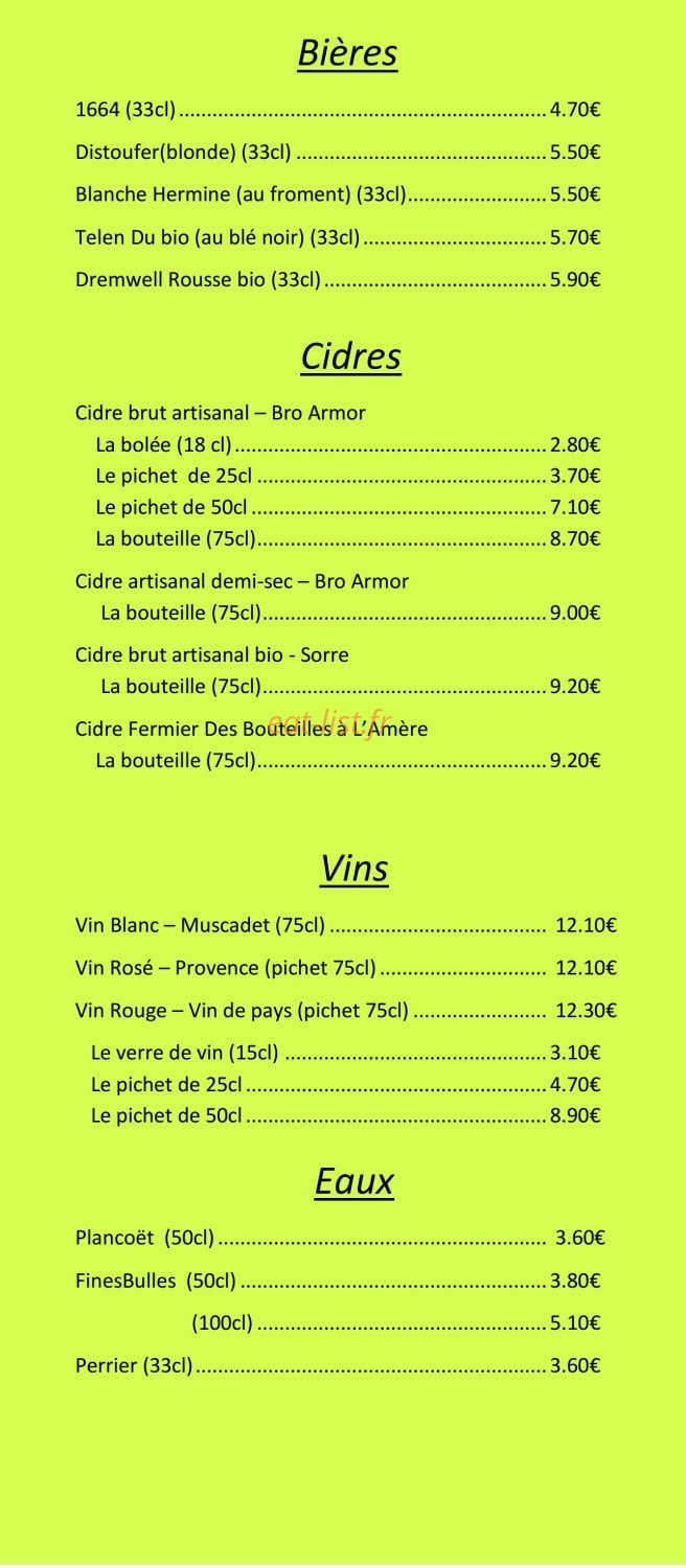 Crêperie Saint Yves — carte page 7