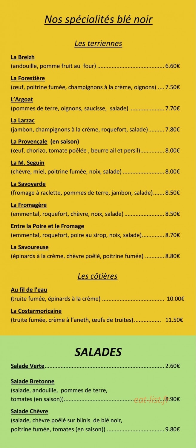 Crêperie Saint Yves — carte page 2