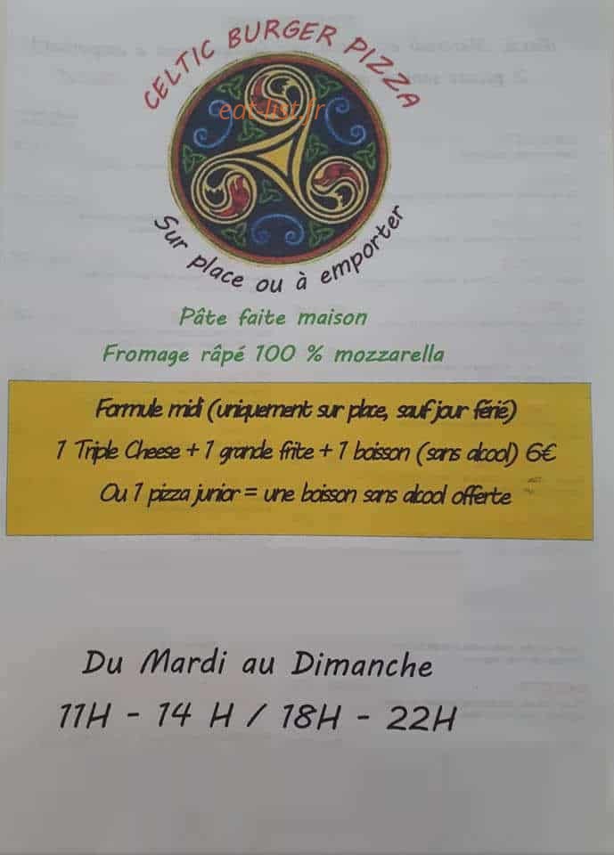 Celtic pizza — carte page 1