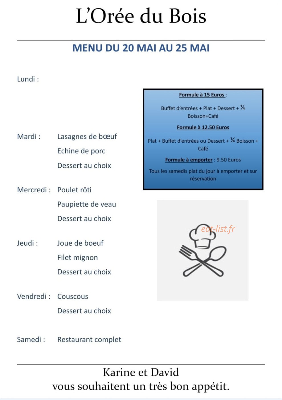 L'Orée du Bois — carte page 1